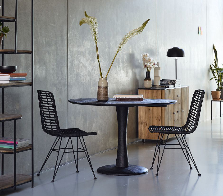 Esstisch Vivian Ø 120 cm rund Mangoholz schwarz
