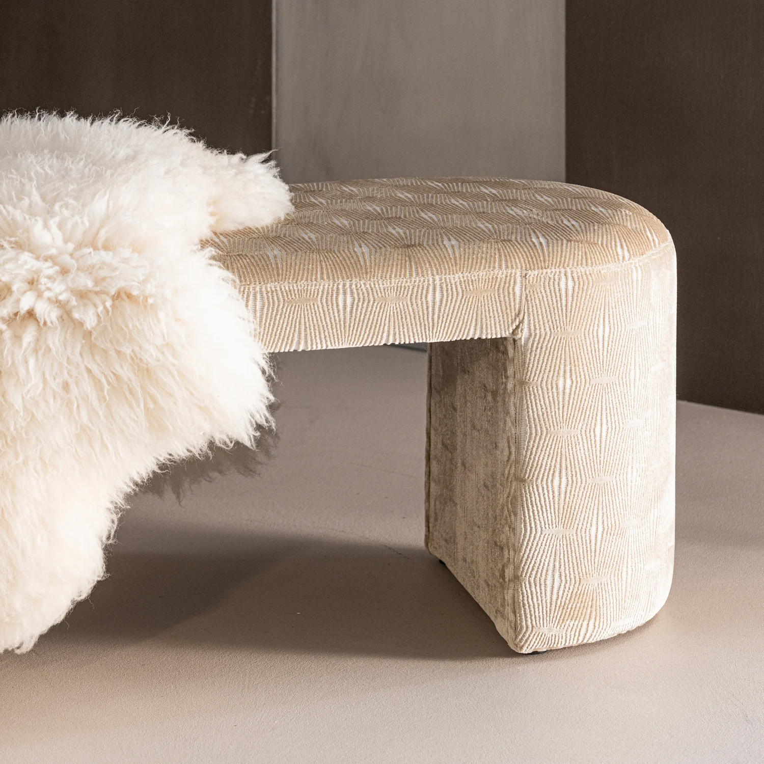 Esstischbank Polsterbank JACOB 130 cm Streifenstoff natur