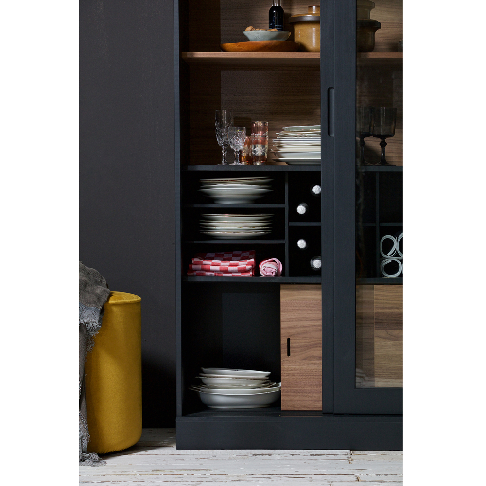 woood Vitrine Schrank James 200 cm schwarz