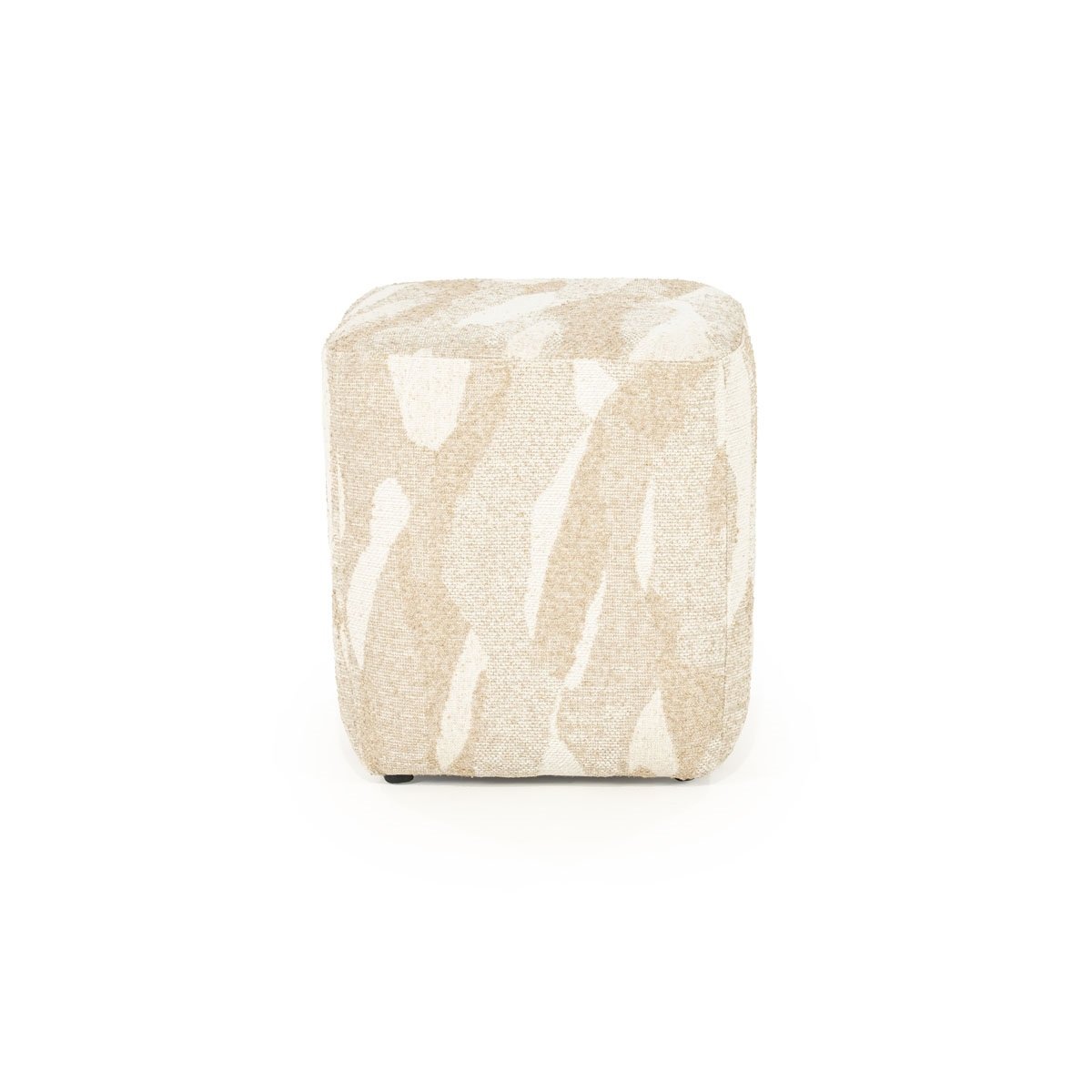 Sitzpouf Hocker Rytm 43 x 43 cm Stoff beige mit Muster Pouf