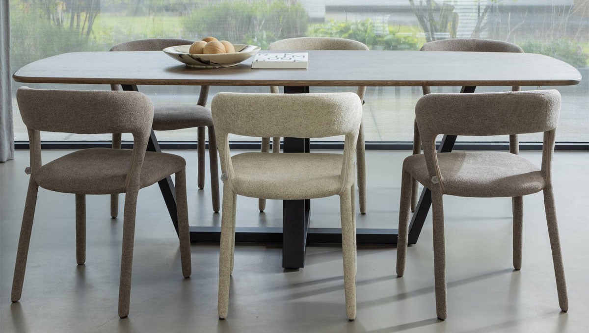 woood Esszimmerstuhl Stuhl NOBLE Webstoff taupe