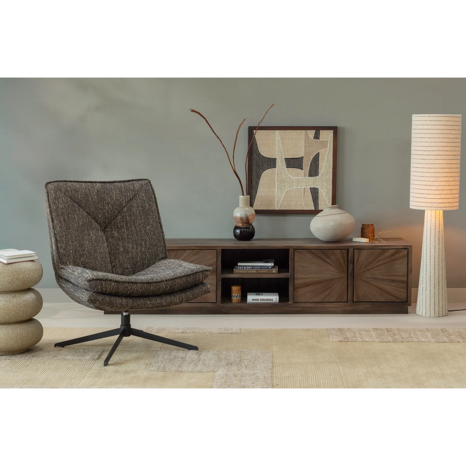 TV Möbel Lowboard SUN 200 cm  recyceltes Teakholz braun