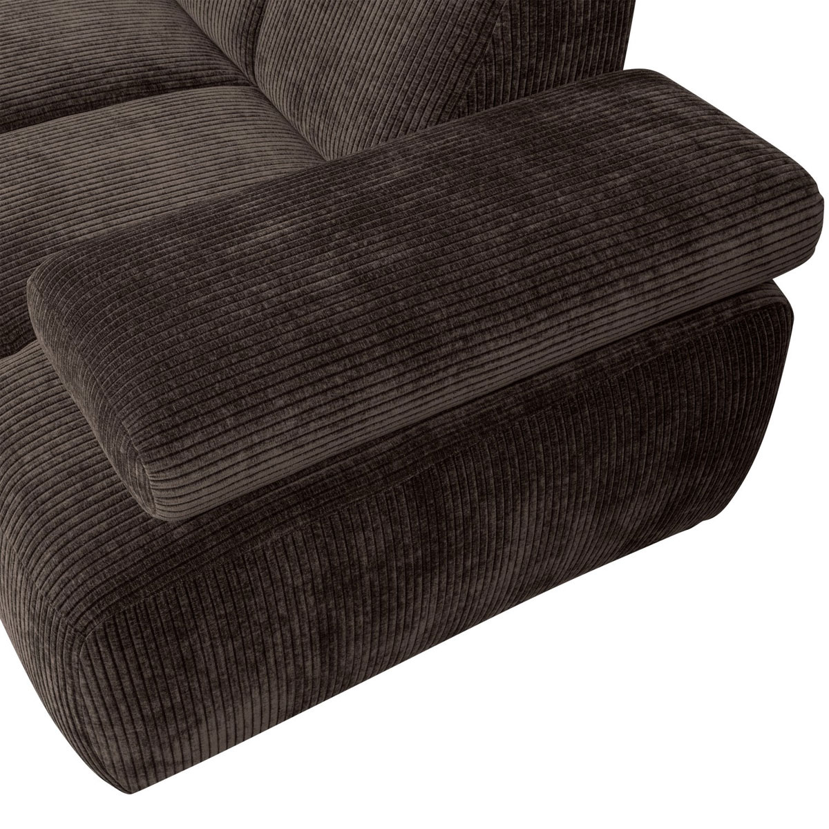 woood Ecksofa MOJO gerippter Stoff braun Chaiselongue links