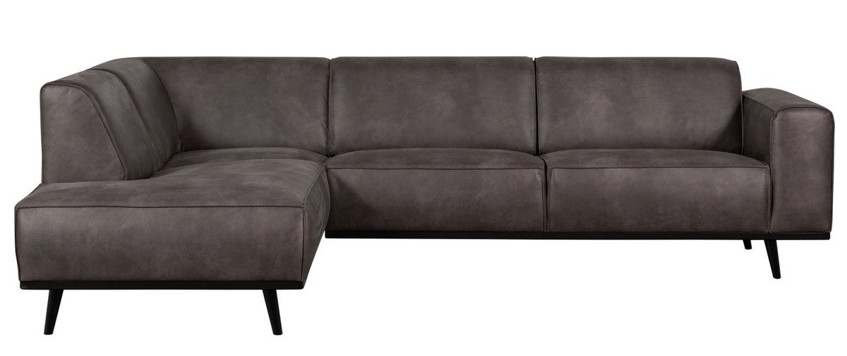 woood Ecksofa Statement Eco Leder dunkelgrau Chaiselongue links