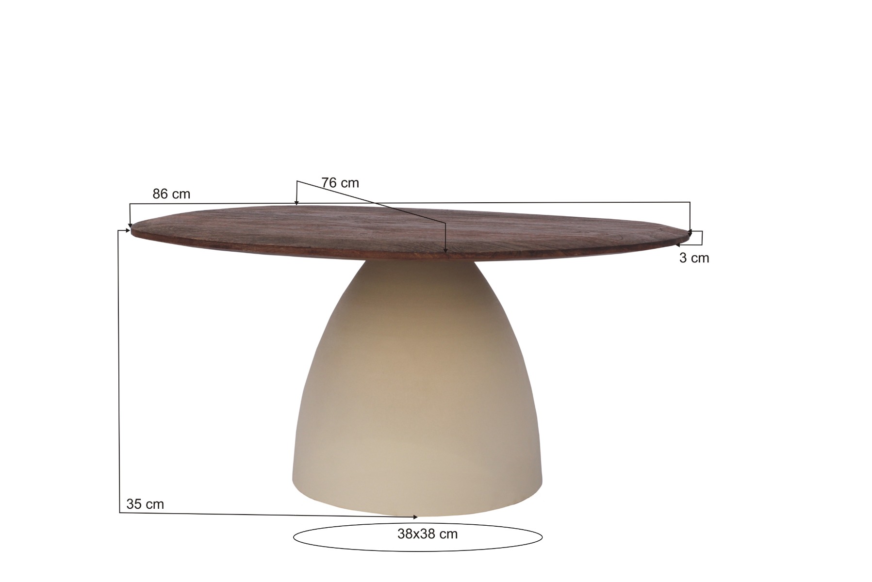 Couchtisch Marron 76 x 86 cm Mangoholz Metall cremeweiß Sofatisch