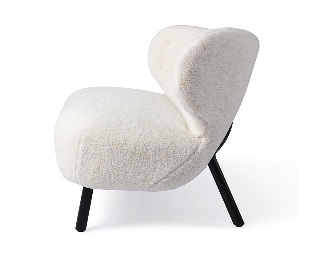 Retro Lounge Sofa Bank Kita cream Teddy Stoff