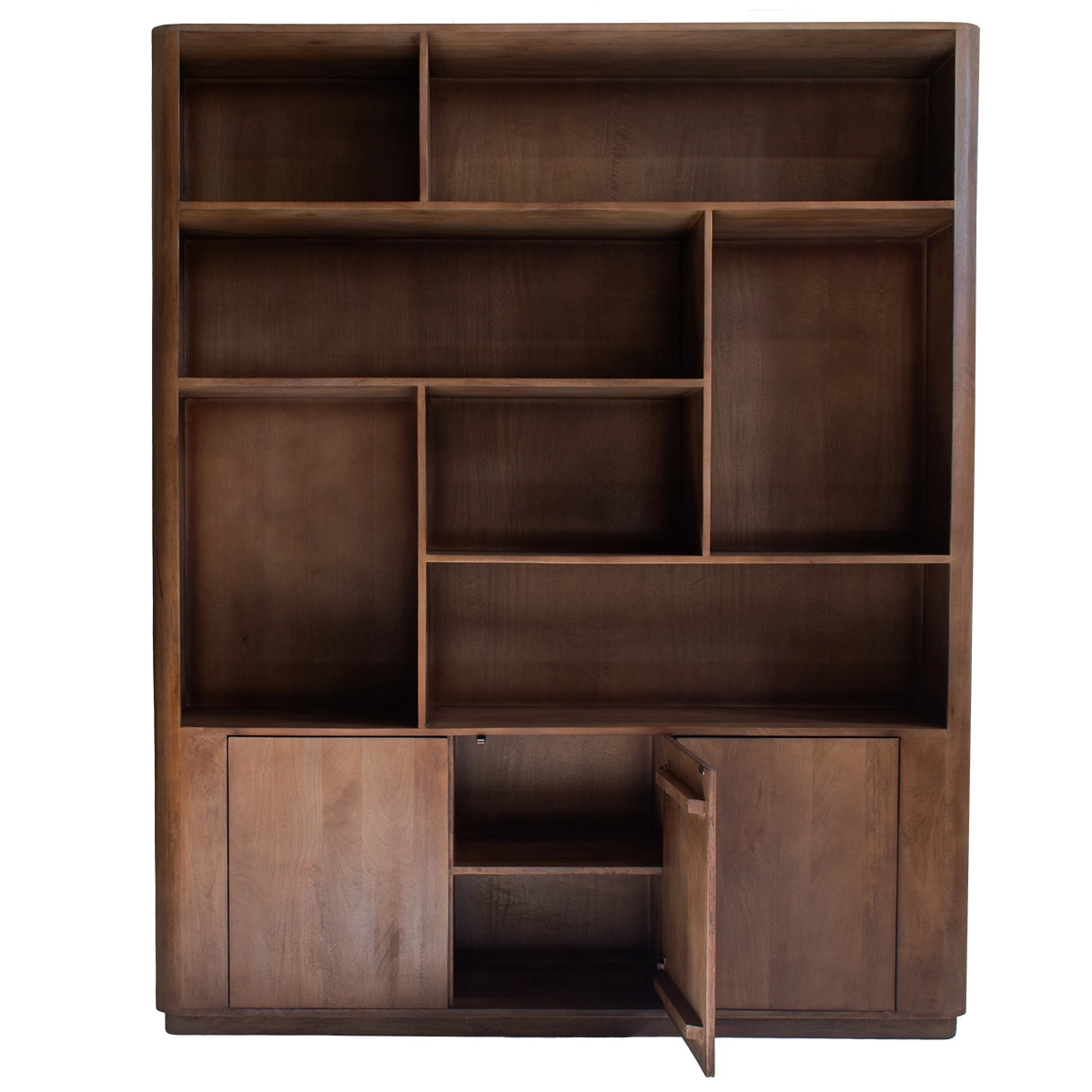 Wandschrank Regal Linn H 220 cm Mangoholz dunkelbraun Schrank