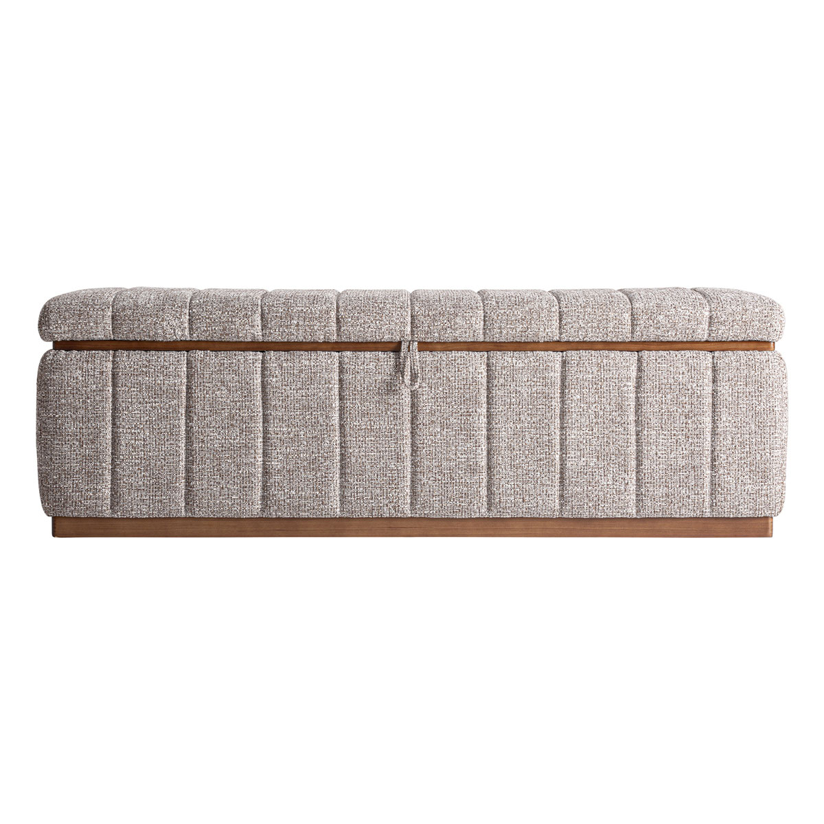 Fußbank Truhe ONTORIA 143 cm Eschenholz Stoff grau Bettbank Aufbewahrungstruhe