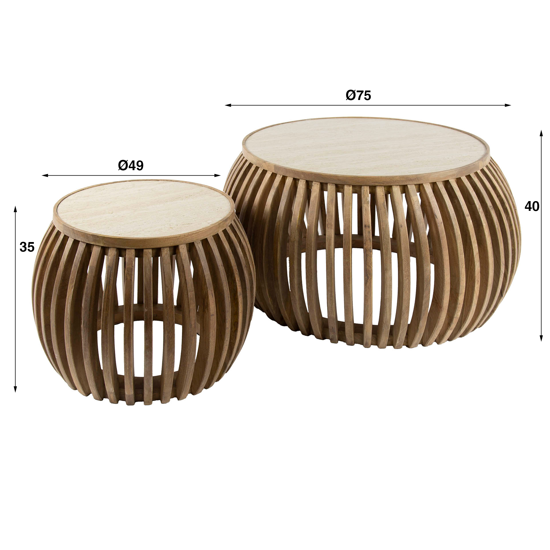 Couchtisch rund 2´er Set LORENZO Travertin
