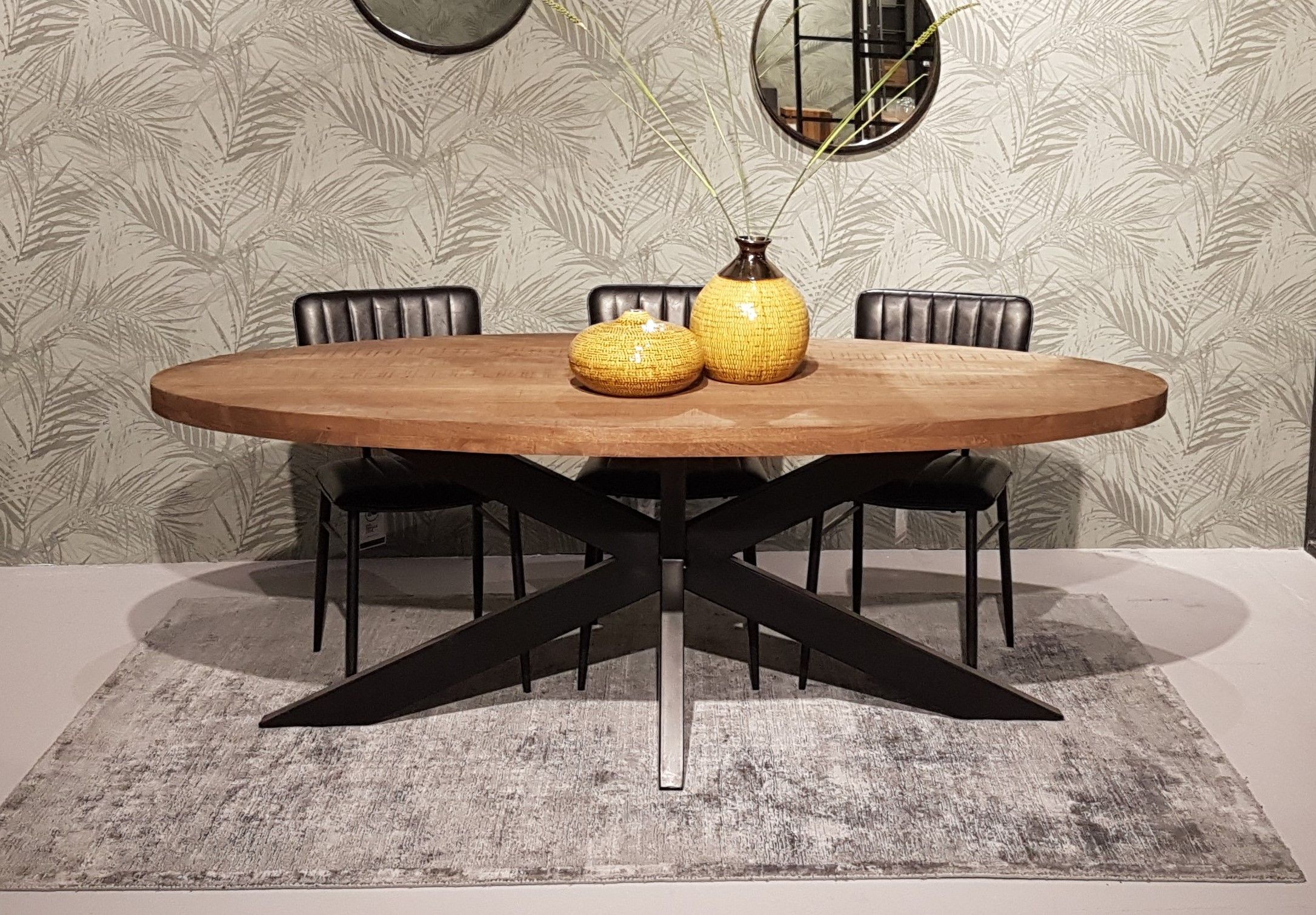 Esstisch oval 210 x 100 cm Mango Holz
