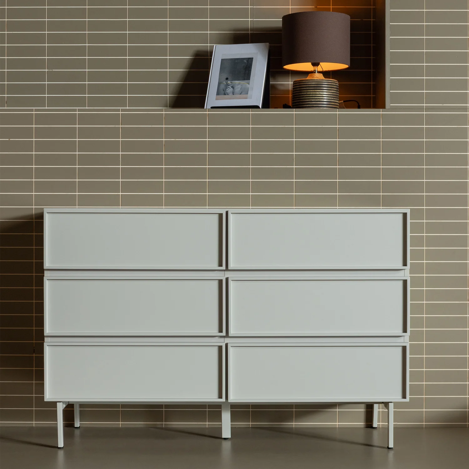 Kommode TOURS 120 cm mit 6 Schubladen MDF Melamin beschichtet sandfarben