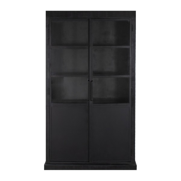 Vitrine Highland H 200 cm Mangoholz schwarz