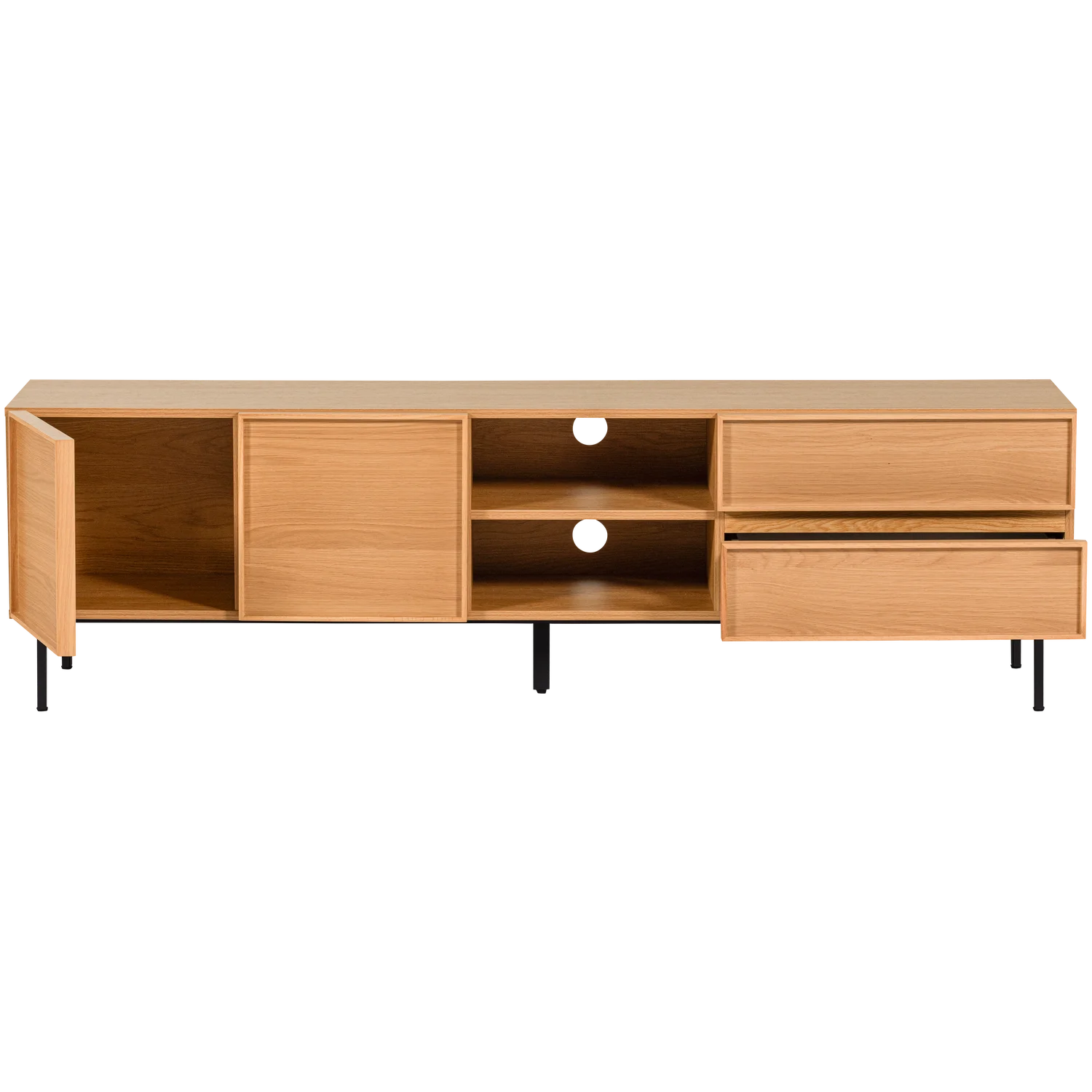 TV Möbel Lowboard TOURS 180 cm MDF Melamin beschichtet natur