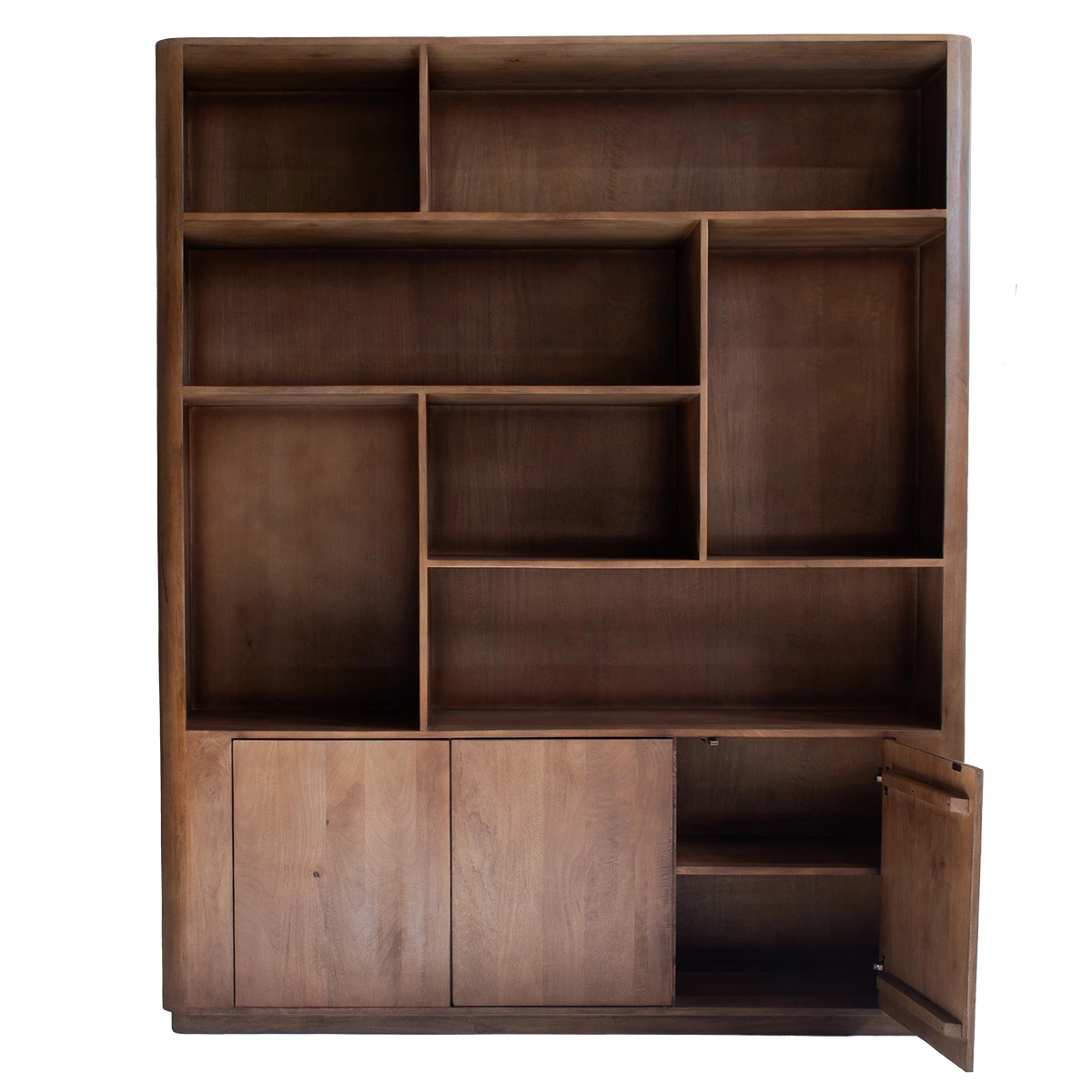 Wandschrank Linn H 220 cm Mangoholz dunkelbraun Aufbewahrungsschrank Regal