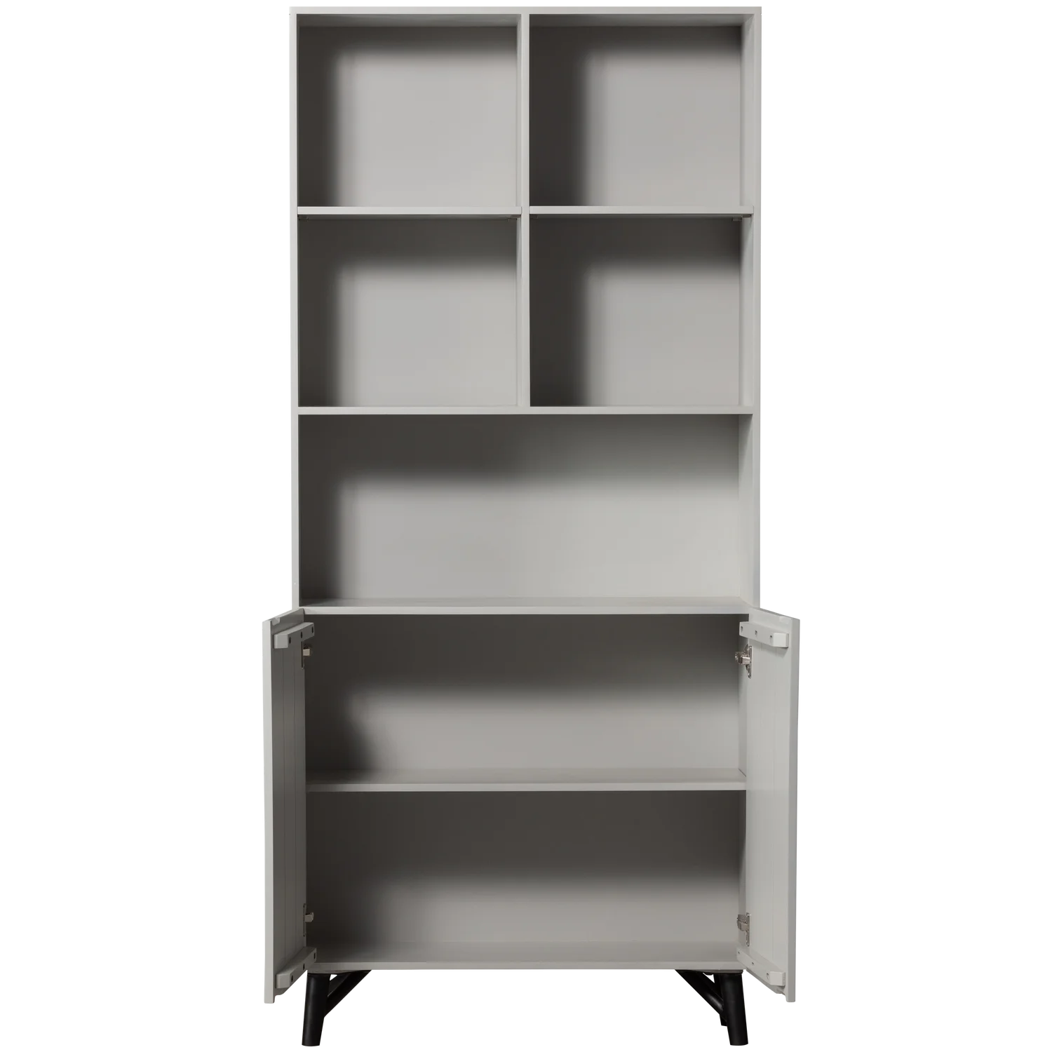Bücherschrank Schrank CARVED ORGANIC 2-türig Mangoholz mistgrau