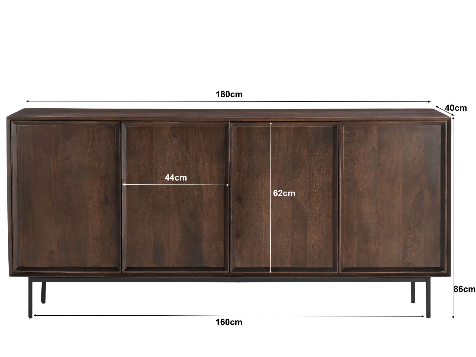 Sideboard Ravenstein 180 cm Mangoholz braun  