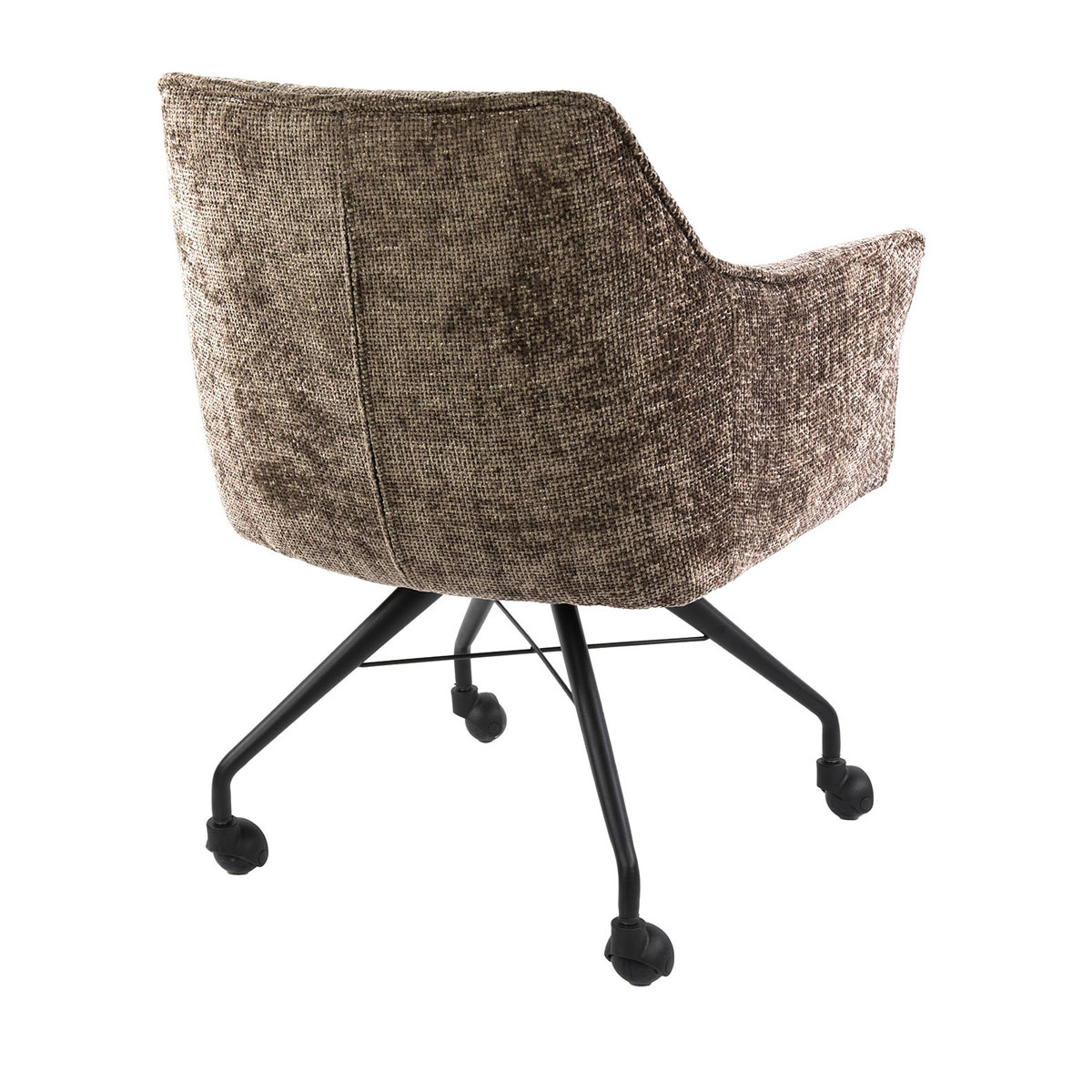 2er Set Armlehnstuhl Fino auf Rollen Chenille Stoff champagner