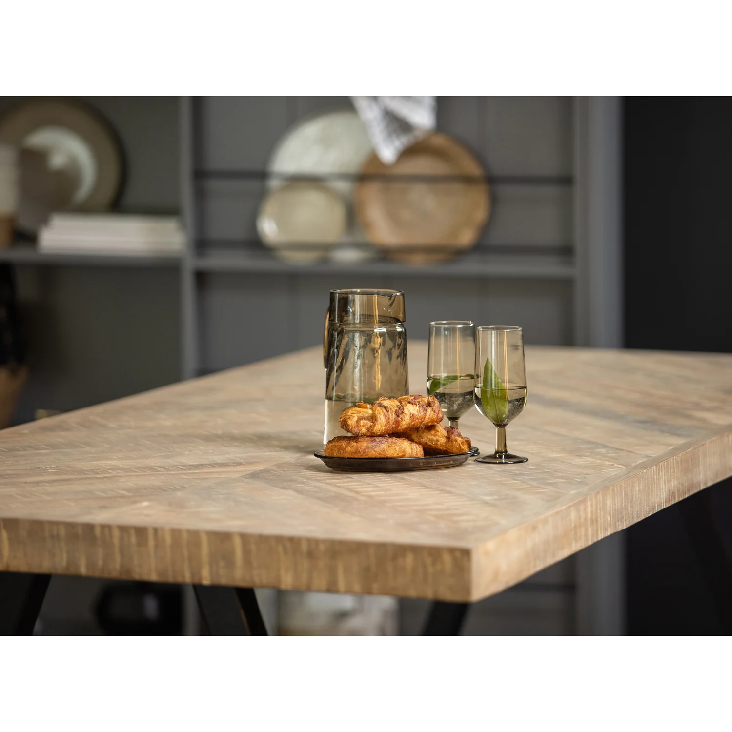 Esstisch TABLO SQUARE 180 x 90 cm Mangoholz white wash Metallbeine