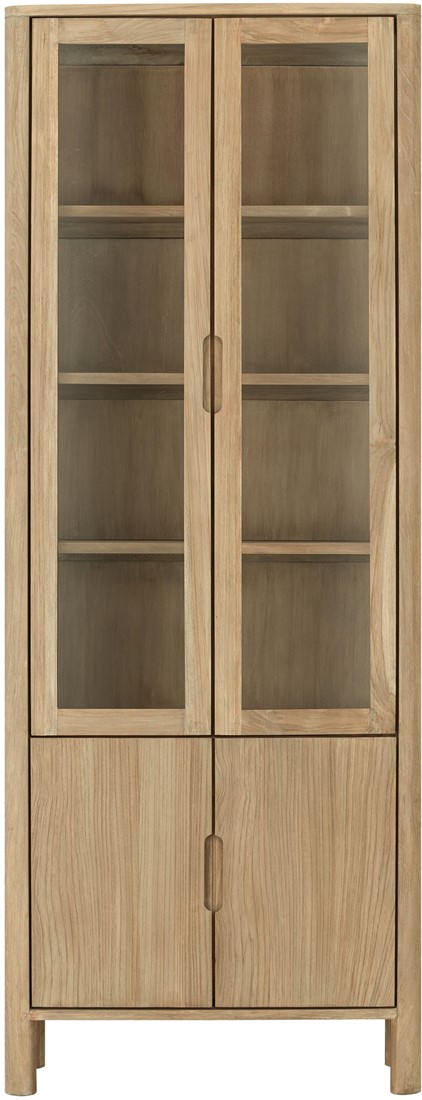 Vitrine Vitrinenschrank Forte H 210 cm Teakholz natur