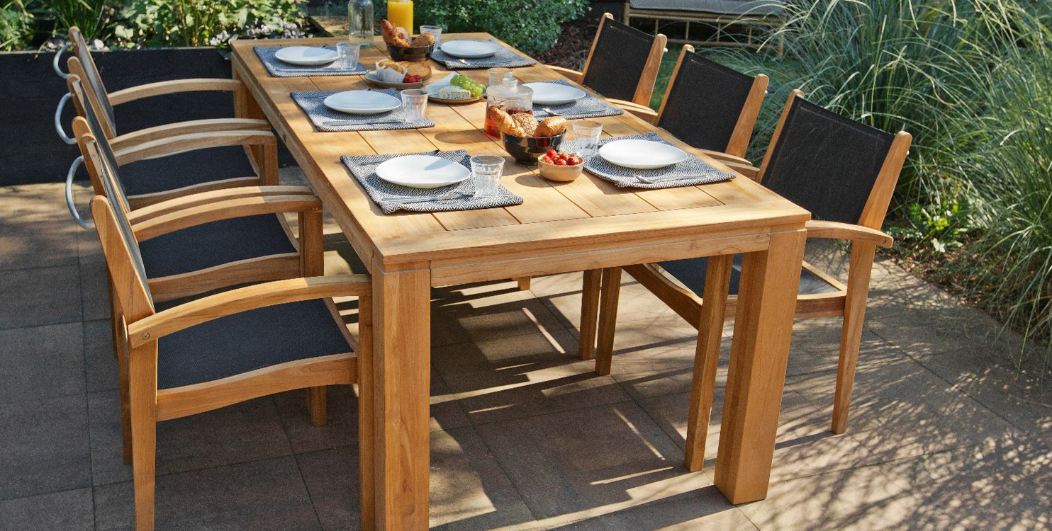 Teak Gartentisch Stella 240 x 100 cm Teakholz