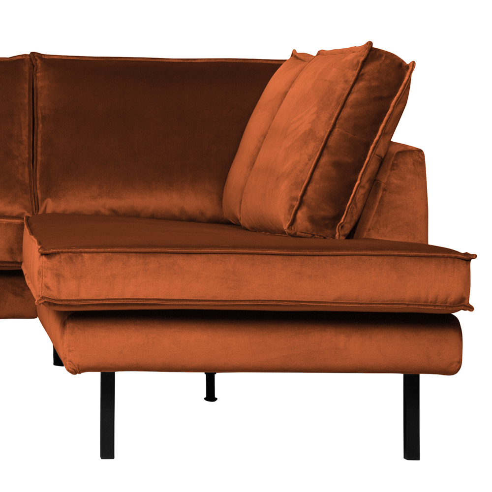 Eckgarnitur Rodeo Samt rostfarben Couch Sofa Ecksofa Longchair rechts