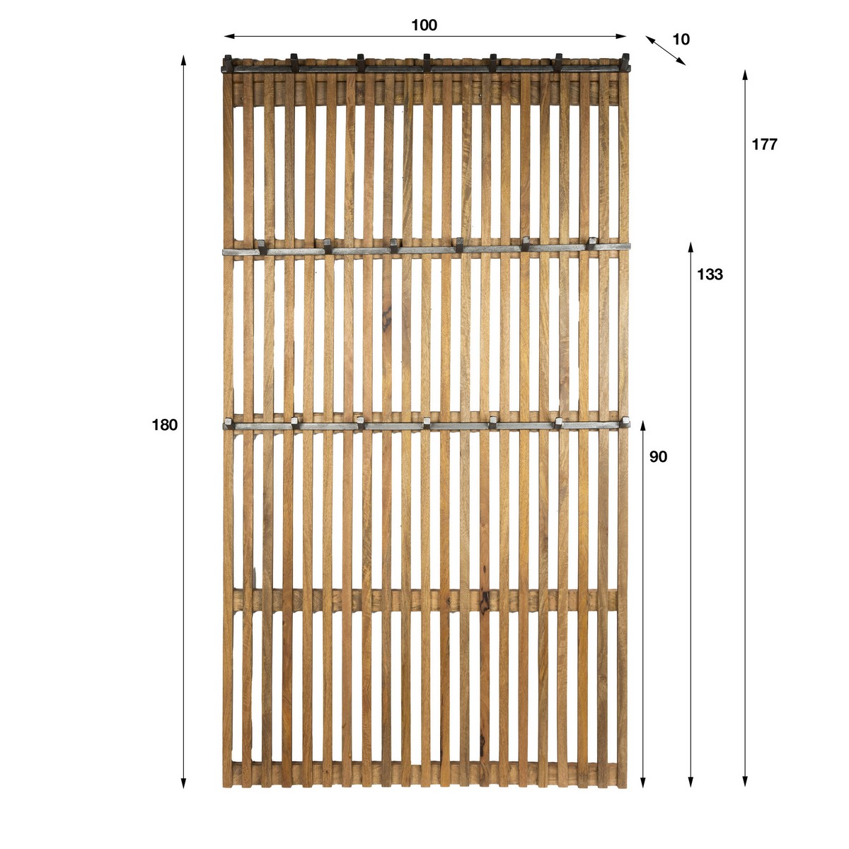 Wandgarderobe SALVO 100 x 180 cm Mango massiv mit 20 Haken