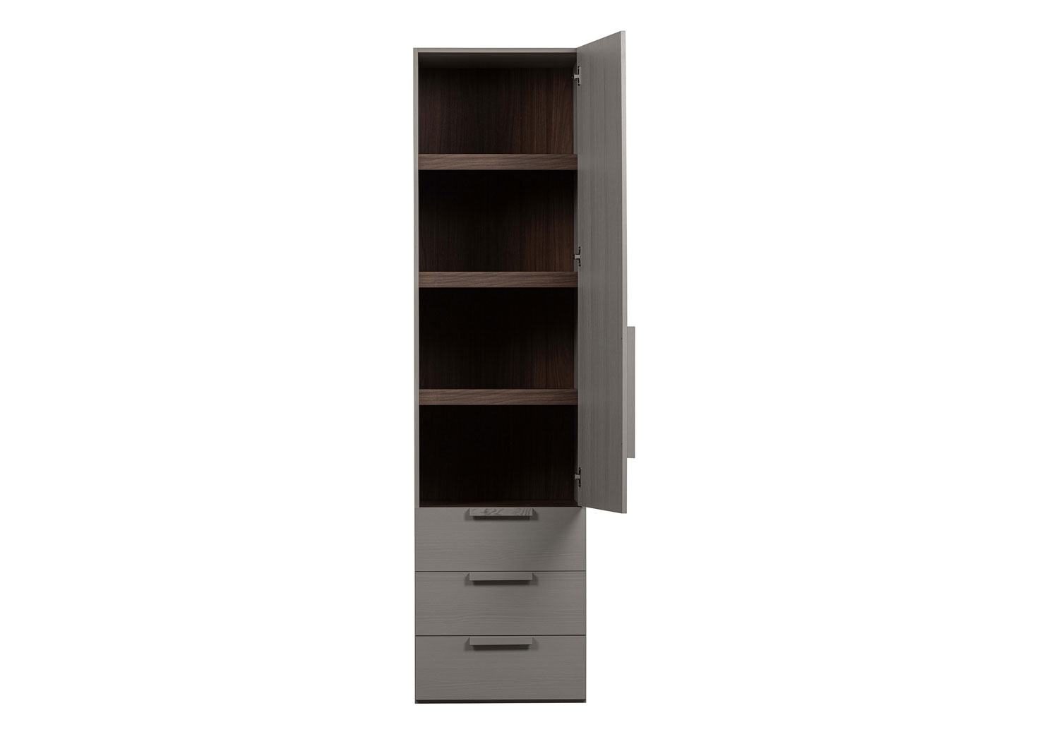 Schrank Kleiderschrank Rens H 210 cm Walnussfurnier kieselgrau