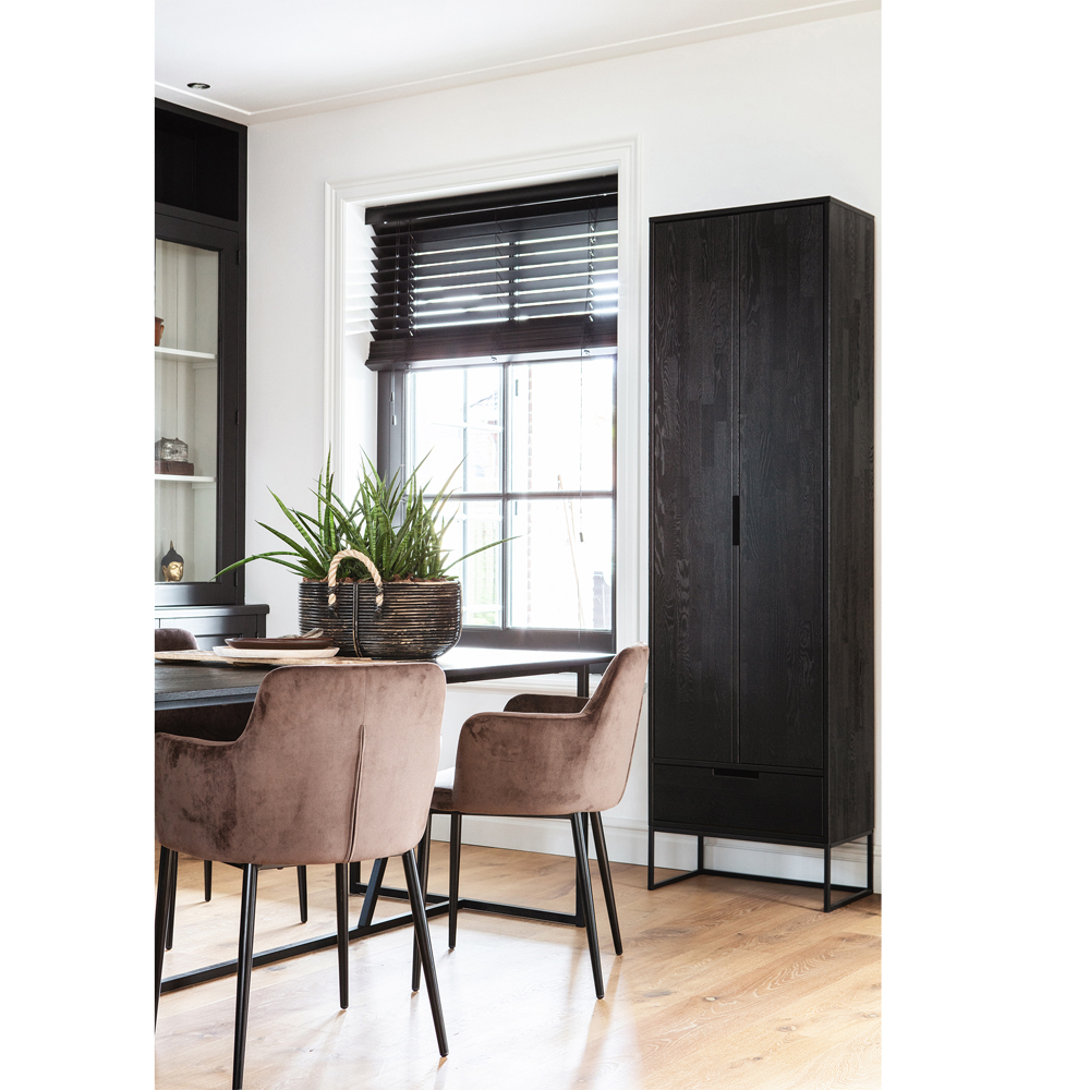 Hochschrank Schrank Silas H 210 cm Eiche schwarz