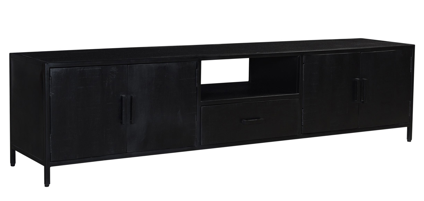 TV Möbel Kala B 220 cm Lowboard Mangoholz schwarz