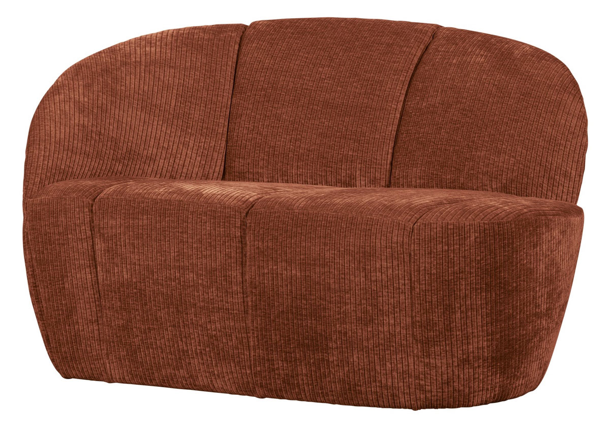 woood 2 Sitzer Sofa Bank MOJO links gerippter Stoff rostbraun