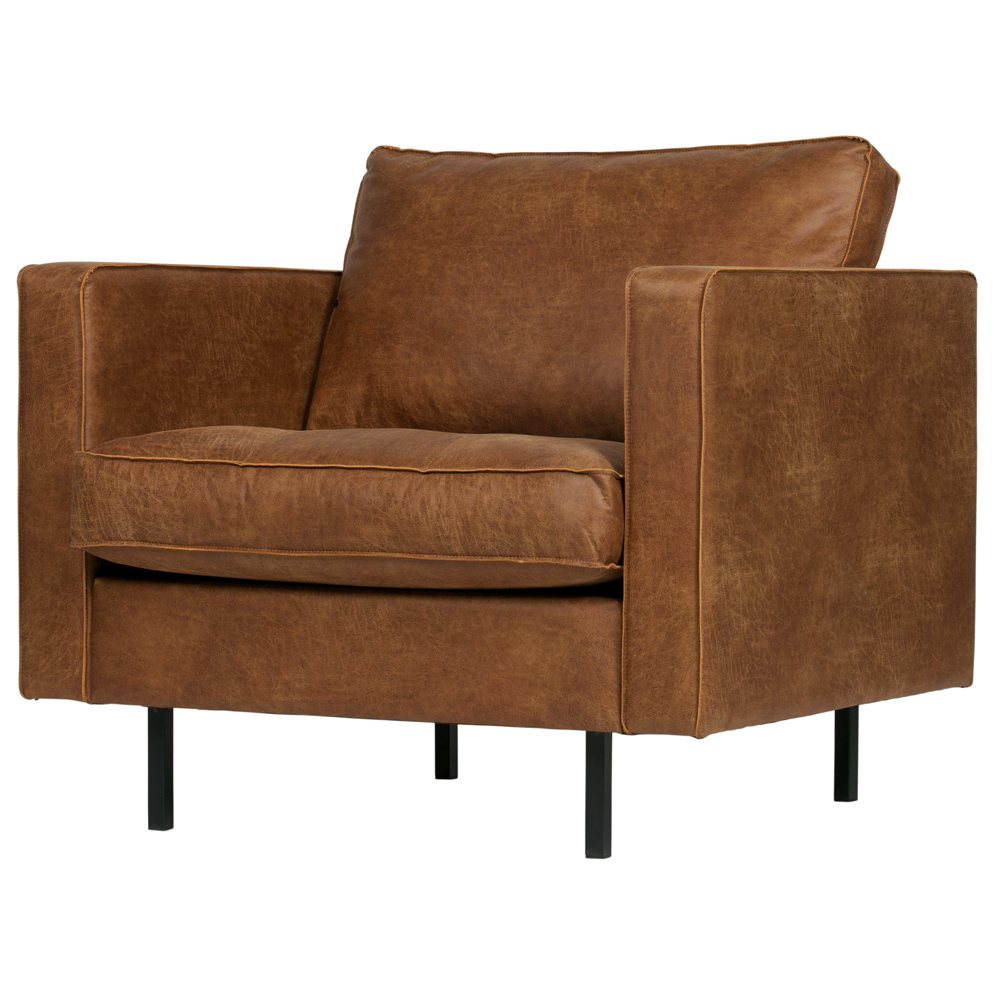 1,5 Sitzer Sessel Rodeo Classic recyceltes Leder Vintage Cognac