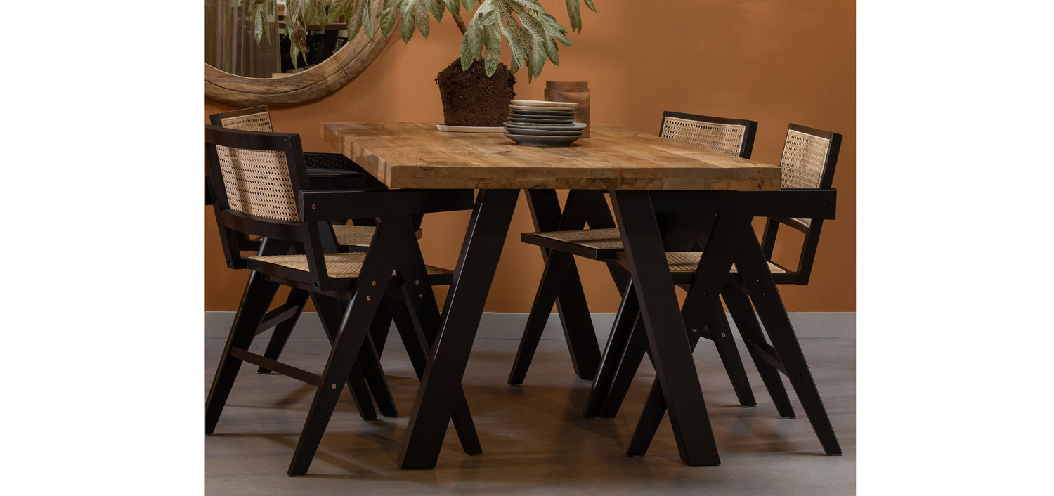 Tischplatte Tablo 180 x 90 cm Mango melange grob gesägt