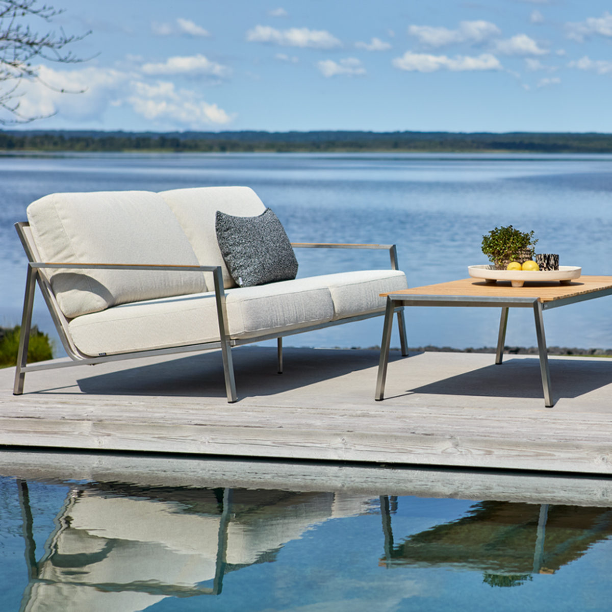 2,5 Sitzer Gartensofa Lounge Sofa Naos Edelstahl Bezug beige