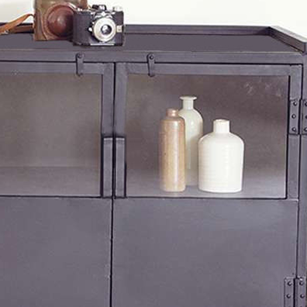 Industrie Kommode 130 cm Sideboard Metall schwarz