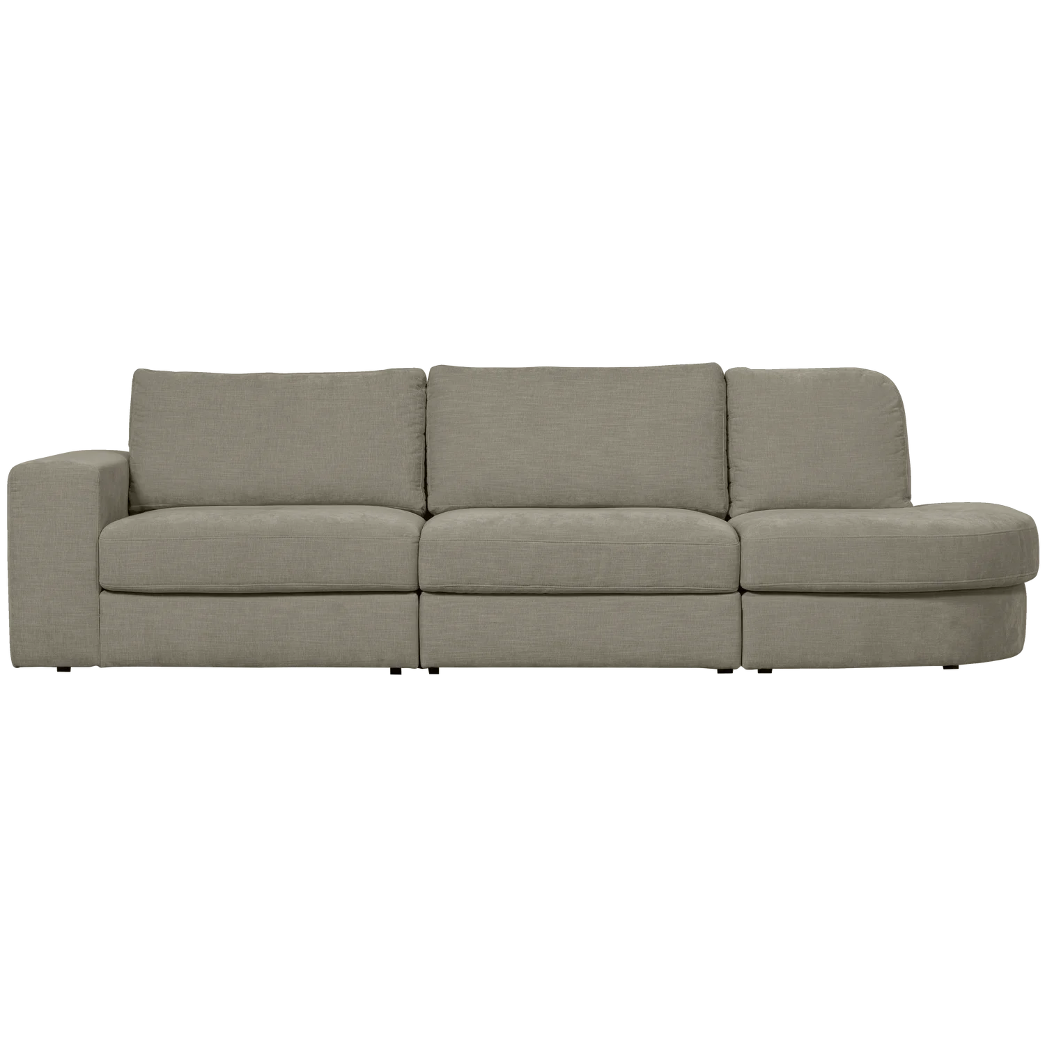 2,5 Sitzer Sofa FAMILY Webstoff warmes grau mit Rundung rechts Kopie