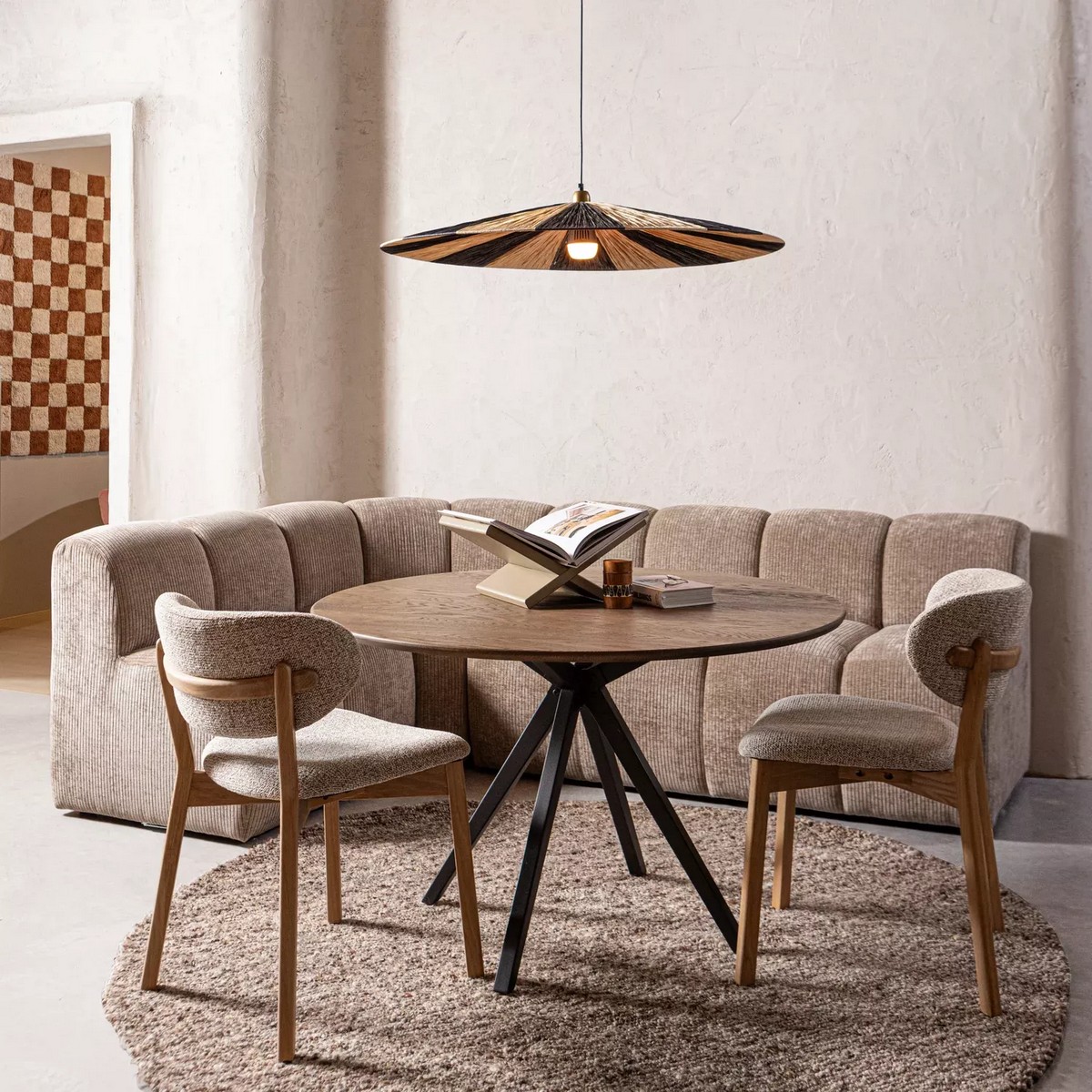 Esszimmerbank Eckbank MOJO Eck Element Cord Stoffbezug dunkel sand