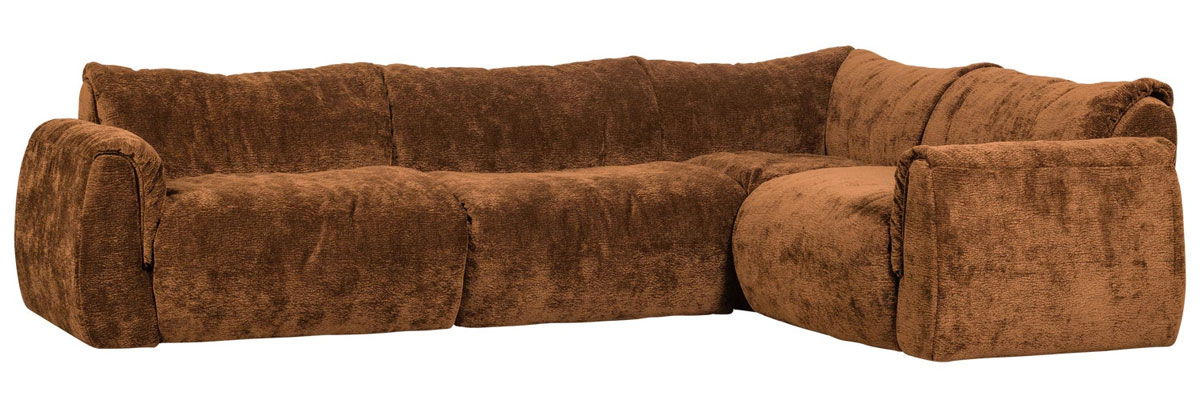 woood Ecksofa BAGGY 3D Chenille mittelbraun Chaiselongue rechts