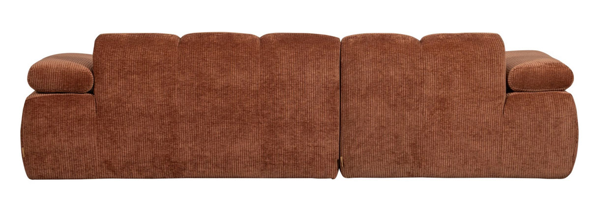 woood Chaiselongue Sofa MOJO links gerippter Stoff rostbraun