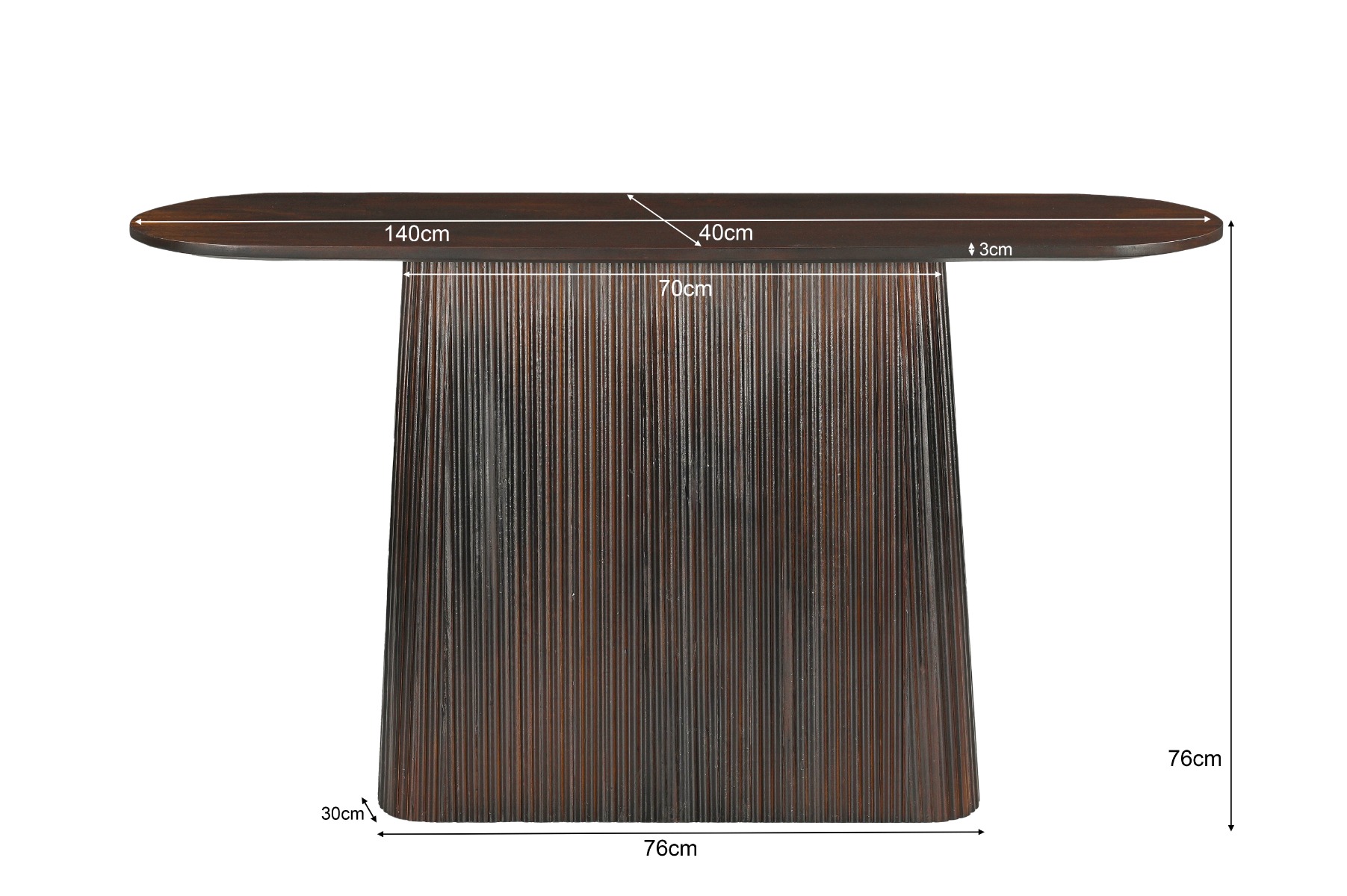Konsolentisch Salvator 140 x 40 cm Mangoholz wallnussfarben Anstelltisch