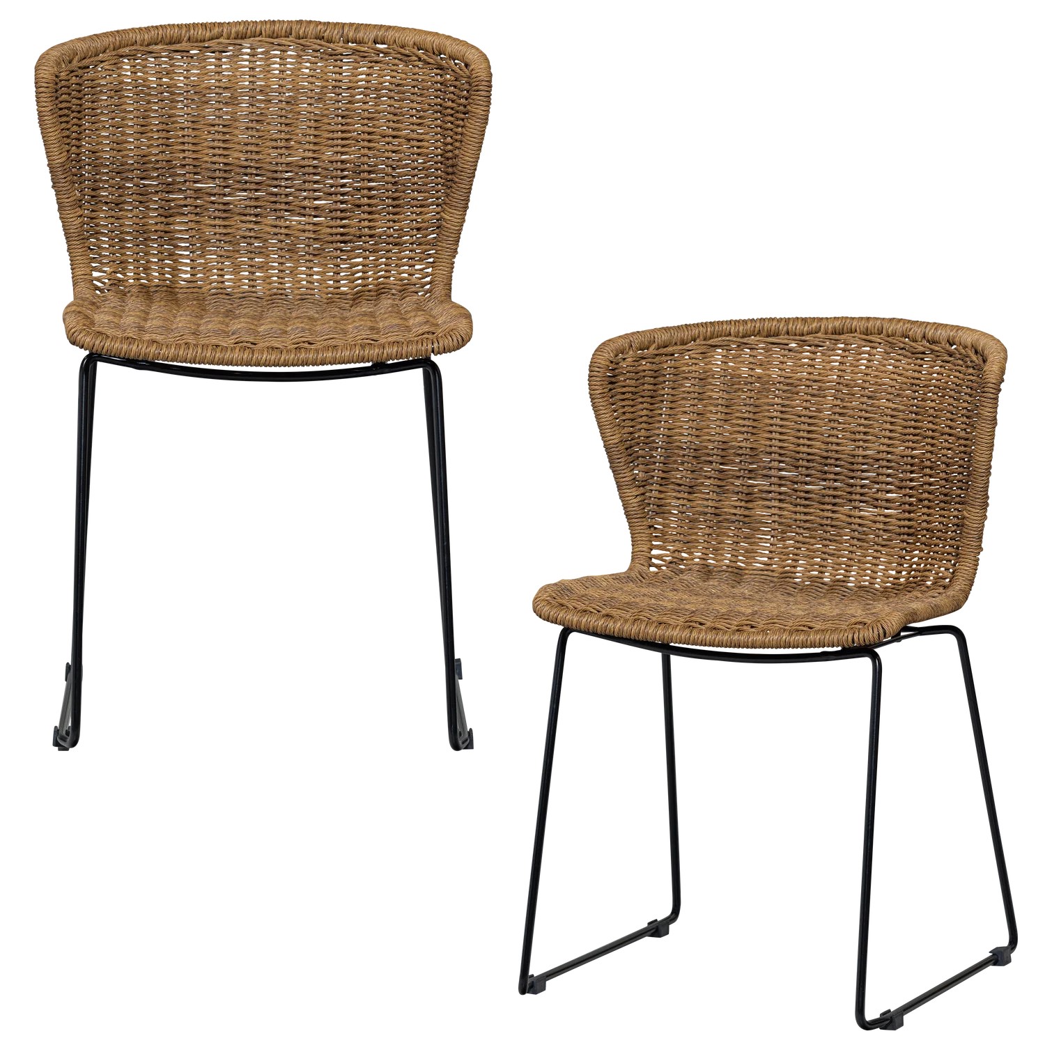 woood 2er Set Gartenstuhl Stuhl WINGS Kunstrattan Poly Rattan natur