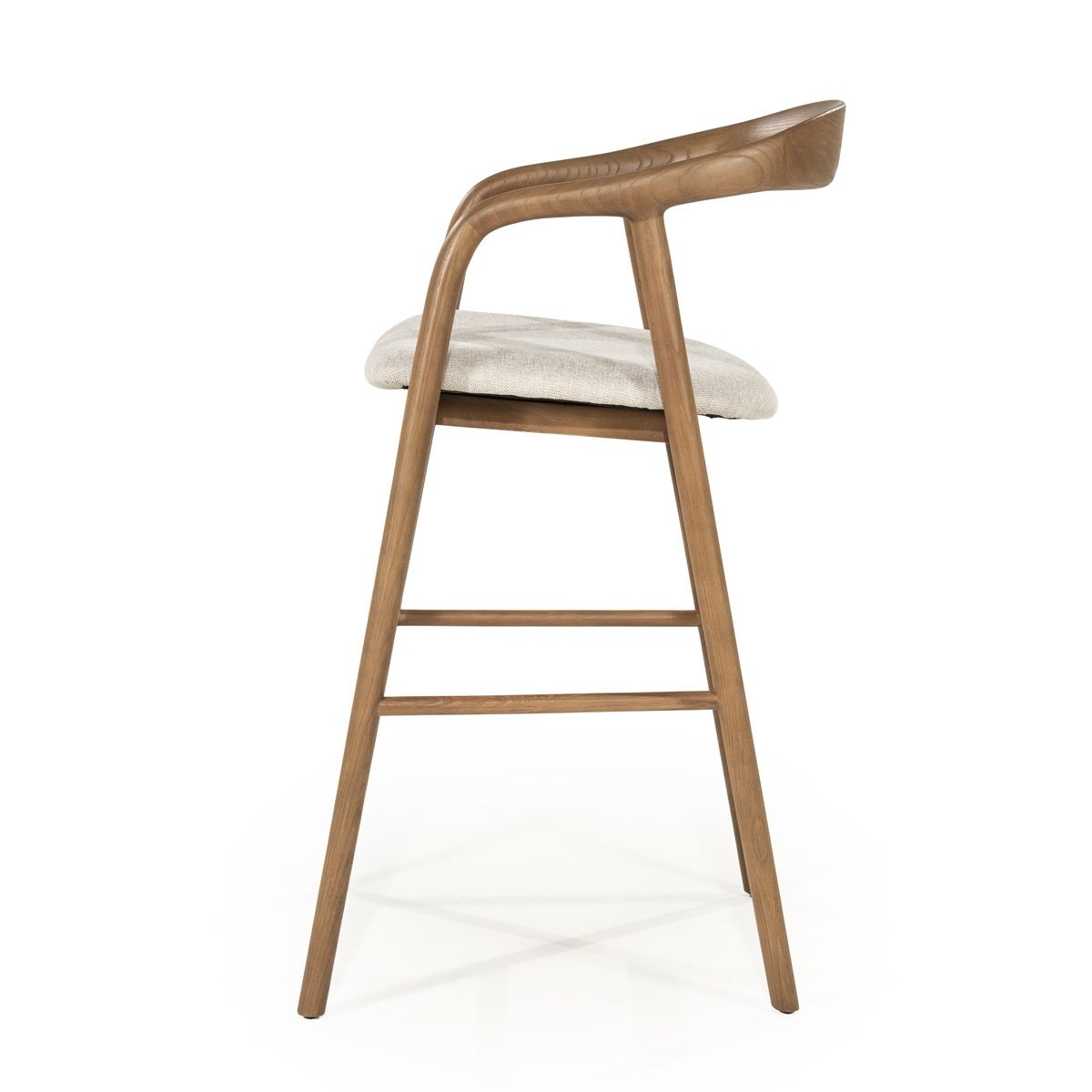 Barstuhl Rayven SH 75 cm Barhocker Esche Massivholz Bezug beige