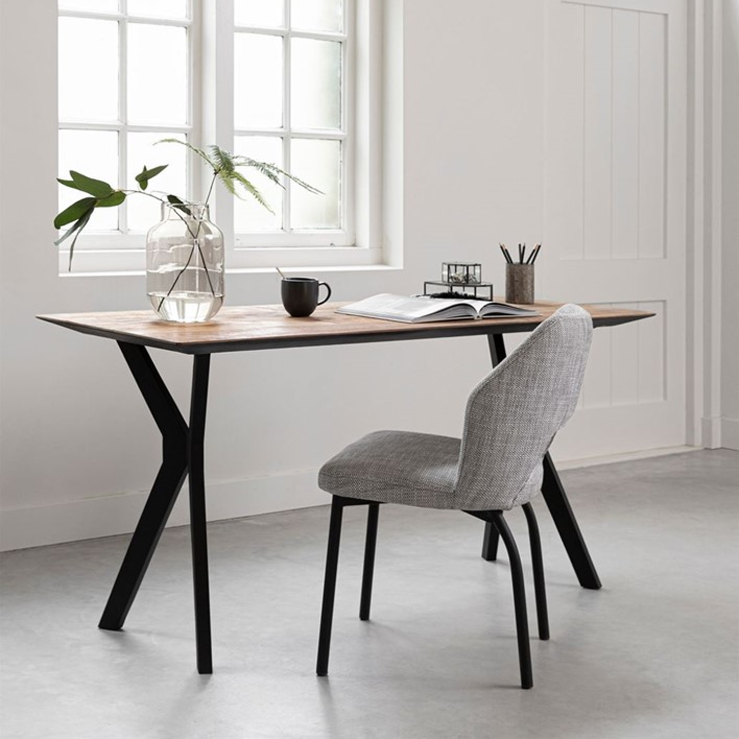DTP Home Schreibtisch Metropole 150 x 60 cm recyceltes Teakholz massiv Metall