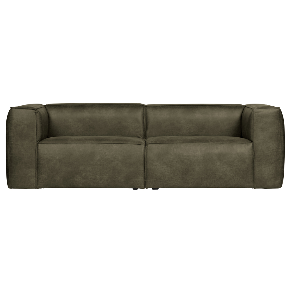 3,5 Sitzer Sofa Bean armygrün Lounge Couch recyceltes Leder Loungesofa Couchgarnitur