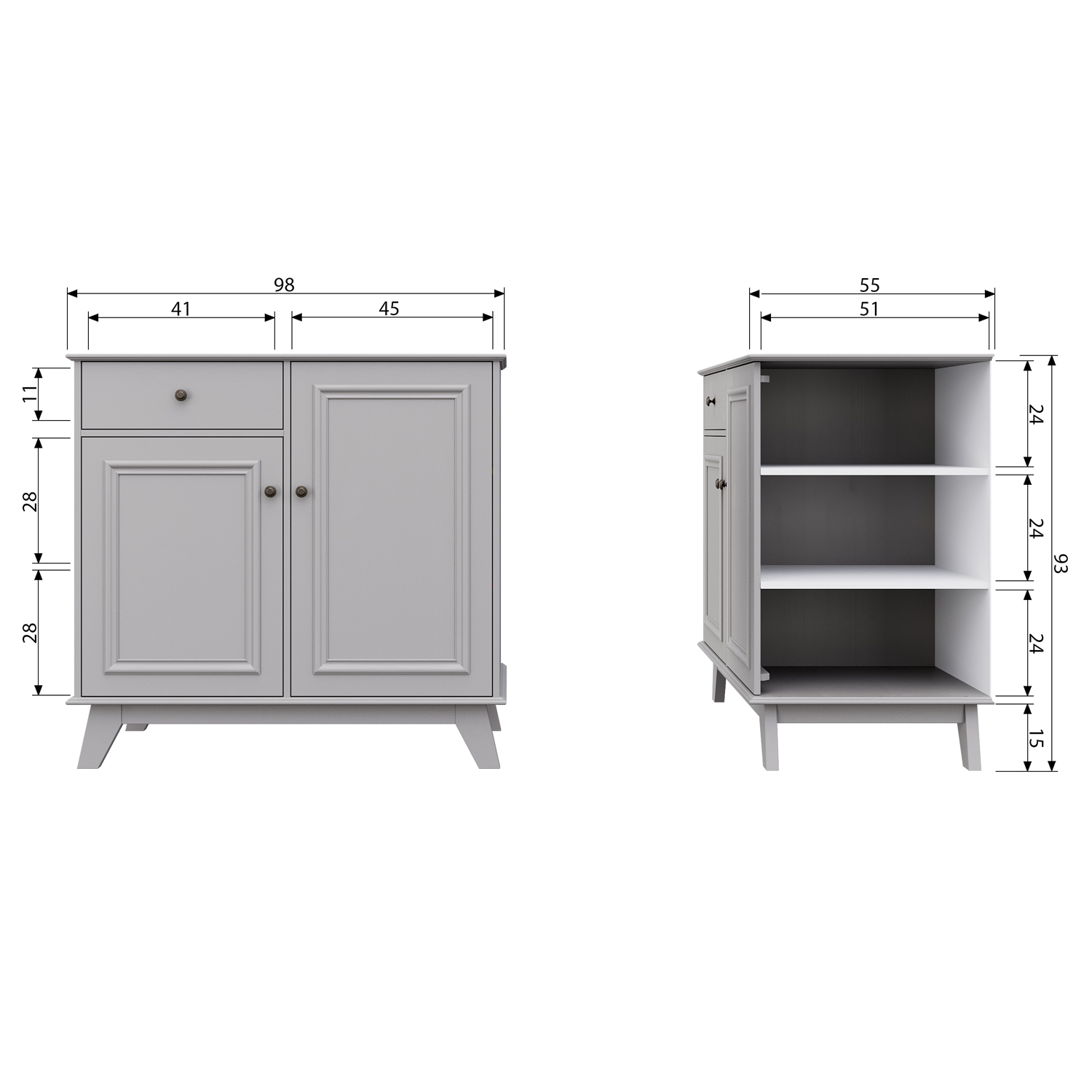 Woood Kommode Lily 98 cm Kiefer lehmfarben