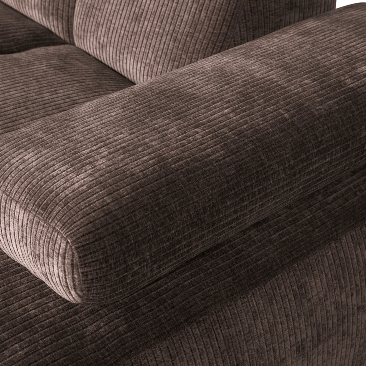 woood Chaiselongue Sofa MOJO rechts gerippter Stoff braun