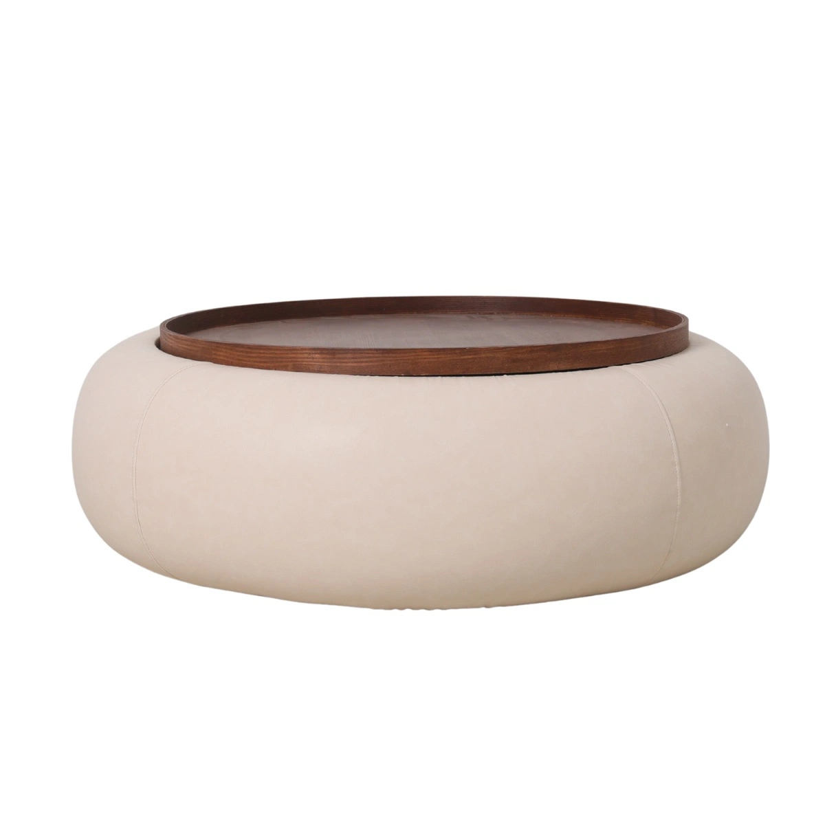 Couchtisch MOVANI Beige Wallnuss rund mit Stauraum Ø 102 cm 