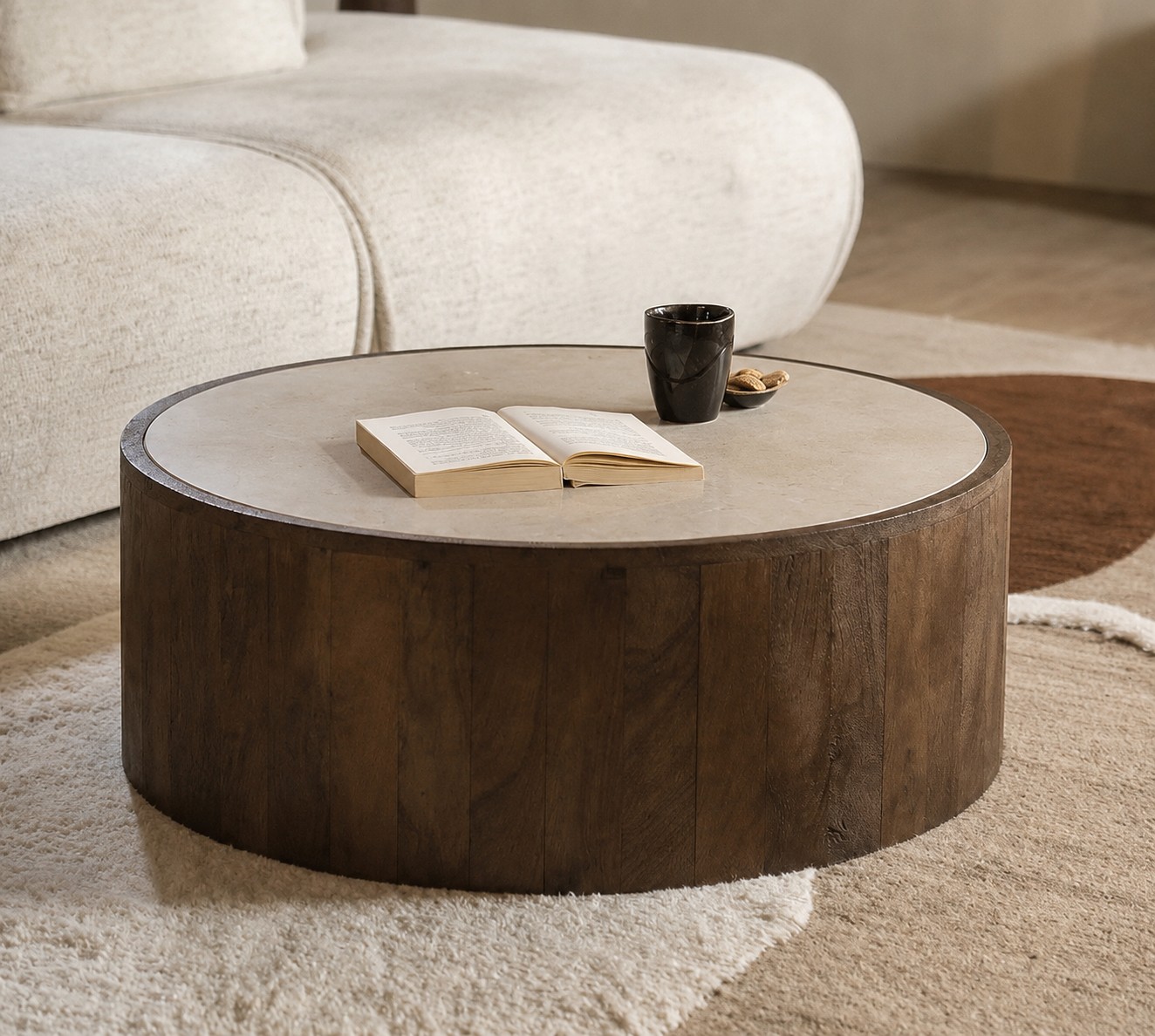 Couchtisch Mailand  Ø 79 cm rund Marmor  
