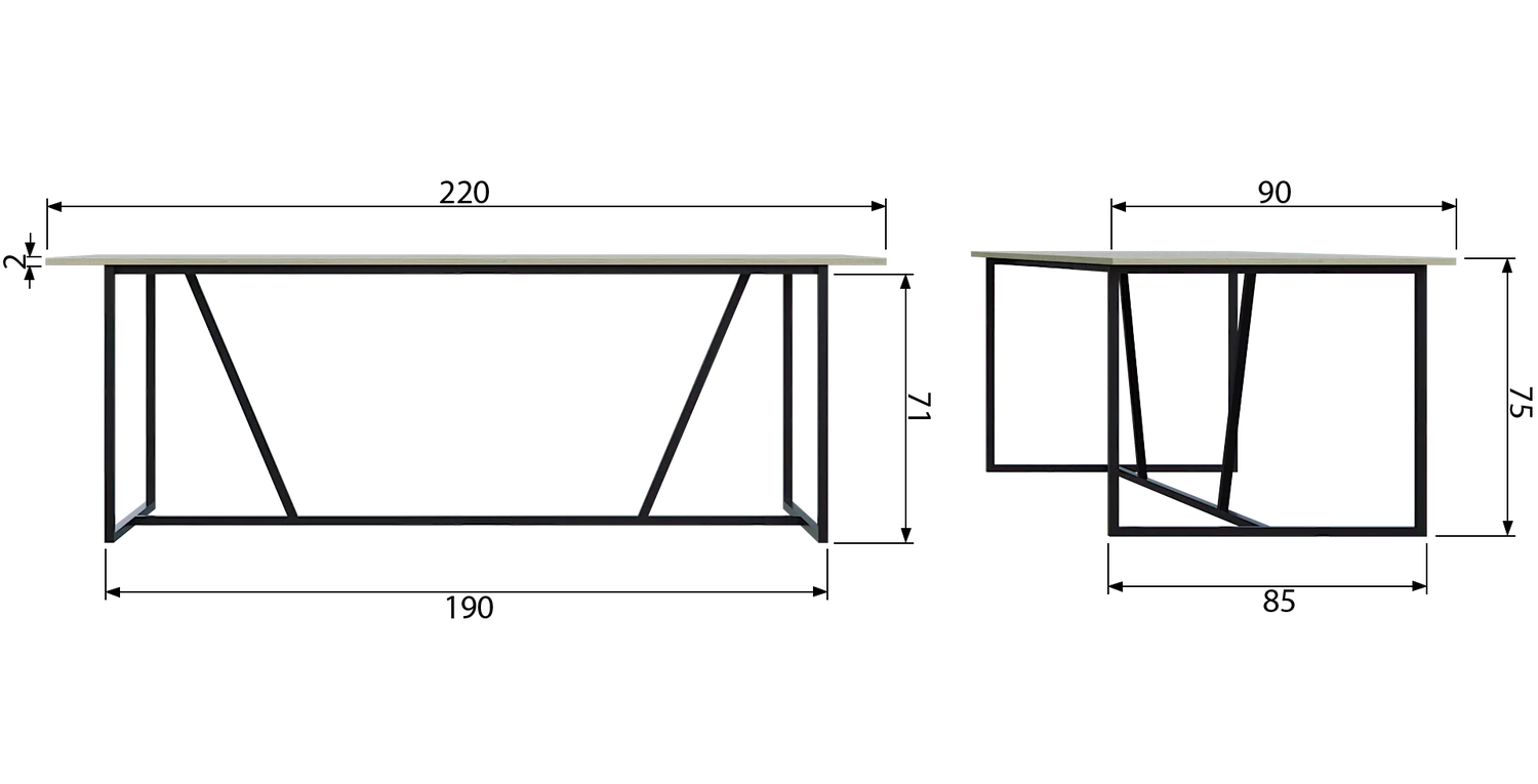 Esstisch SILAS 220 x 90 cm Esche Massivholz keilgezinkt staubgrau