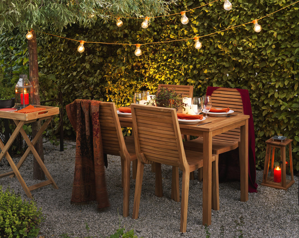 Teak Gartenstuhl VOLOS natur stapelbar Teakstuhl