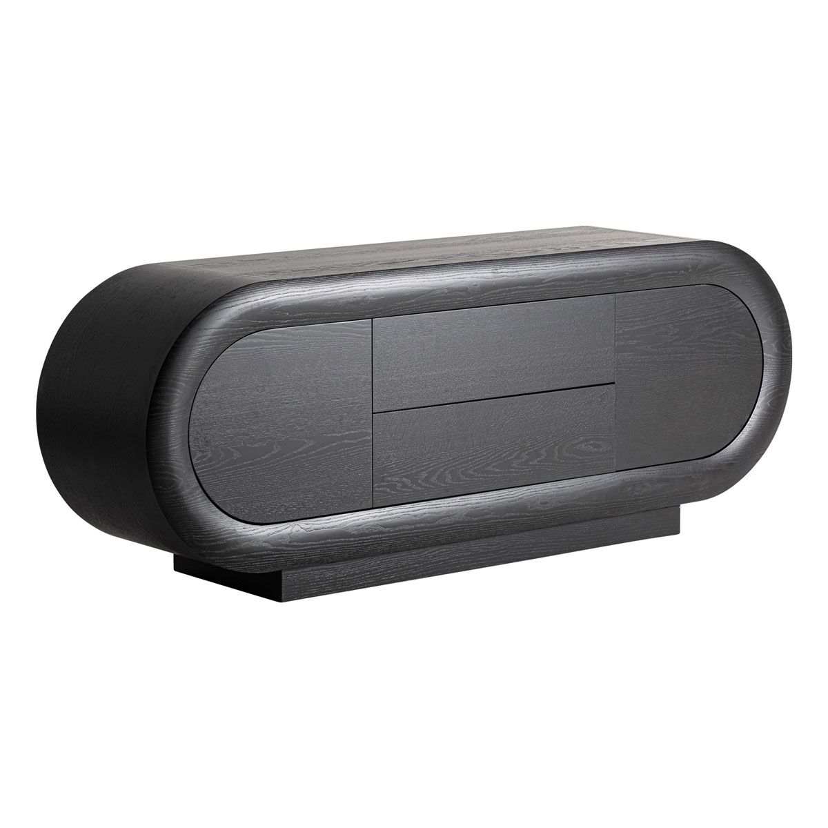 Sideboard CHAMONIX 200 cm Eichenholz schwarz Kommode